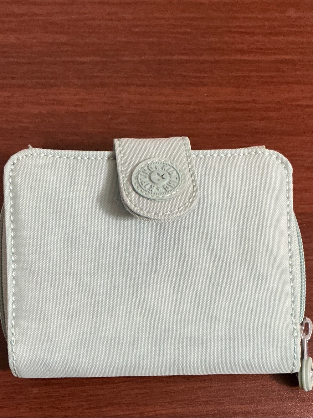 Kipling Compact Cream Canvas Wallet with Snap Closure
